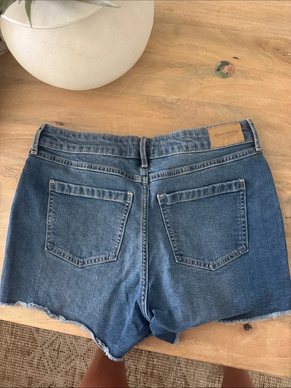 abercrombie kids Blue Denim Shorts with White Lace Trim